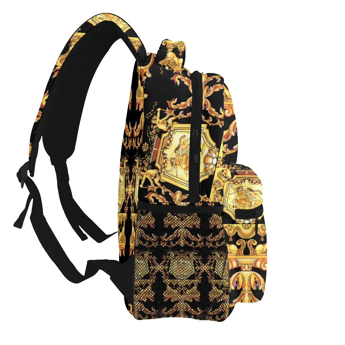 NOISYDESIGNS Golden Baroque Print Women Backpack Student School Bag Soft Strap BookBag Laptop Rucksack Teenager Girl Schoolbags