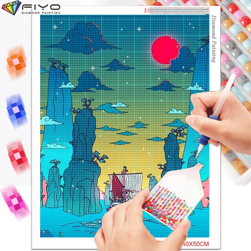 Diamond Painting Cartoon Night Street Landscape Picture Diamond Mosaic Embroidery Cross Stitch Kits Home Decor broderie diamant