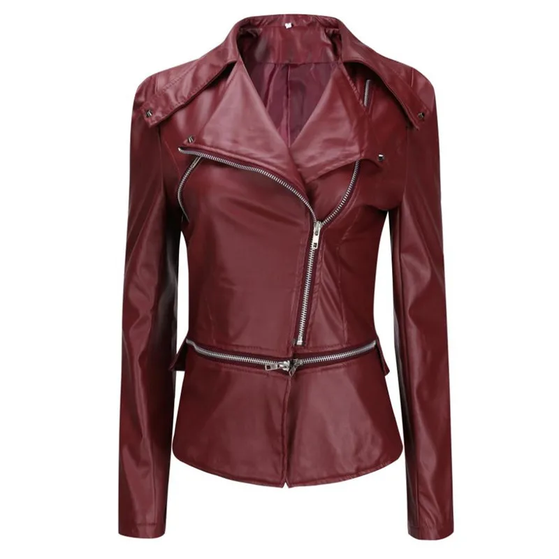 Women Autumn Faux Leather Jacket Casual Loose Soft Pu Motorcycle Punk Leather Coat Female Zipper Solid Color Jacket S-XXXXL