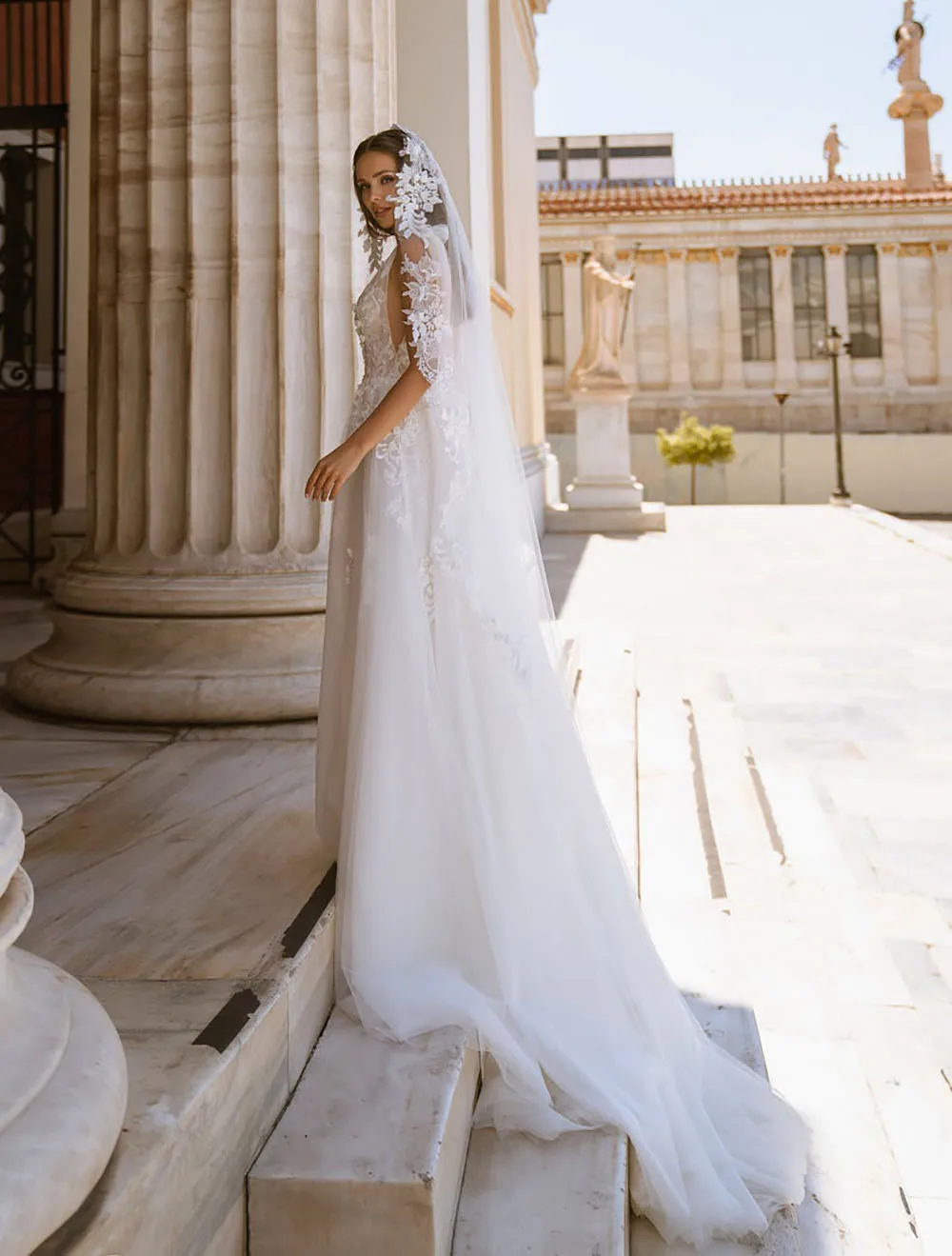 Sevintage-vestidos de novia bohemios de tul, sin mangas, con apliques de encaje, para fiesta de boda, Princesa, 2021