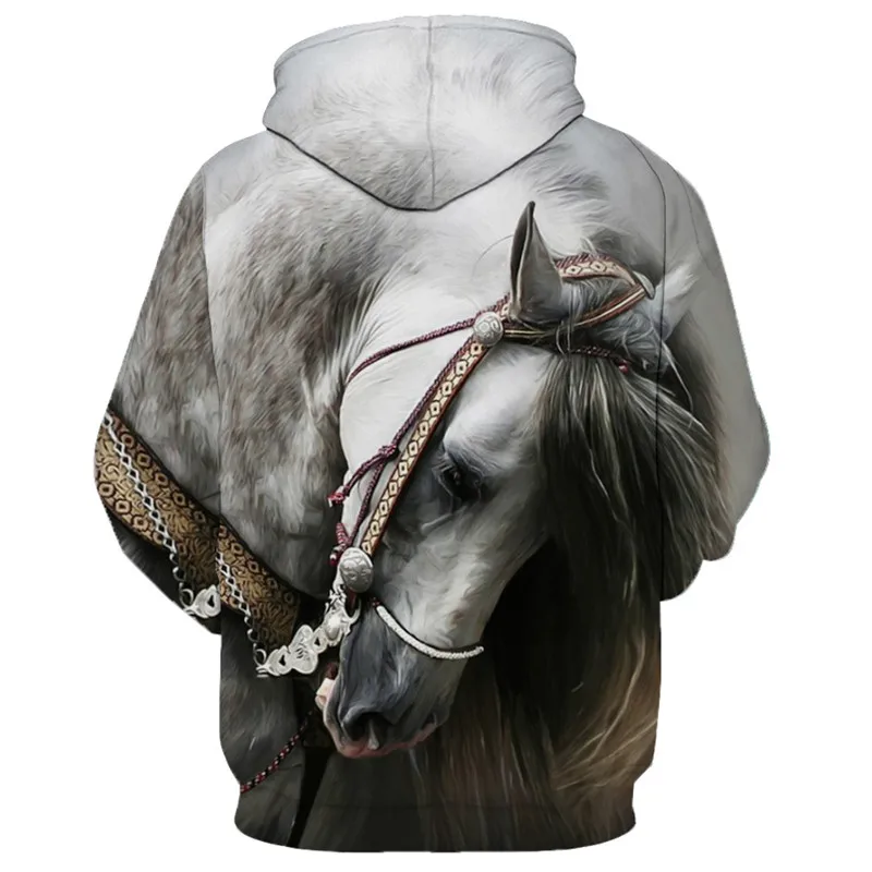 2020 New Fashion Men Harajuku Hoodies white horse animal 3D Printed Hooded Sweatshirt For Men & Women Drop shipping