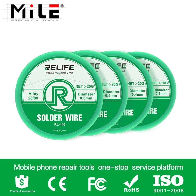 RELIFE Solder Wire 0.3/0.4/0.5/0.6mm Sn20/Pb80 Tin Wire 40g Melt Rosin Core Solder Soldering Wire Roll Reel Welding Line