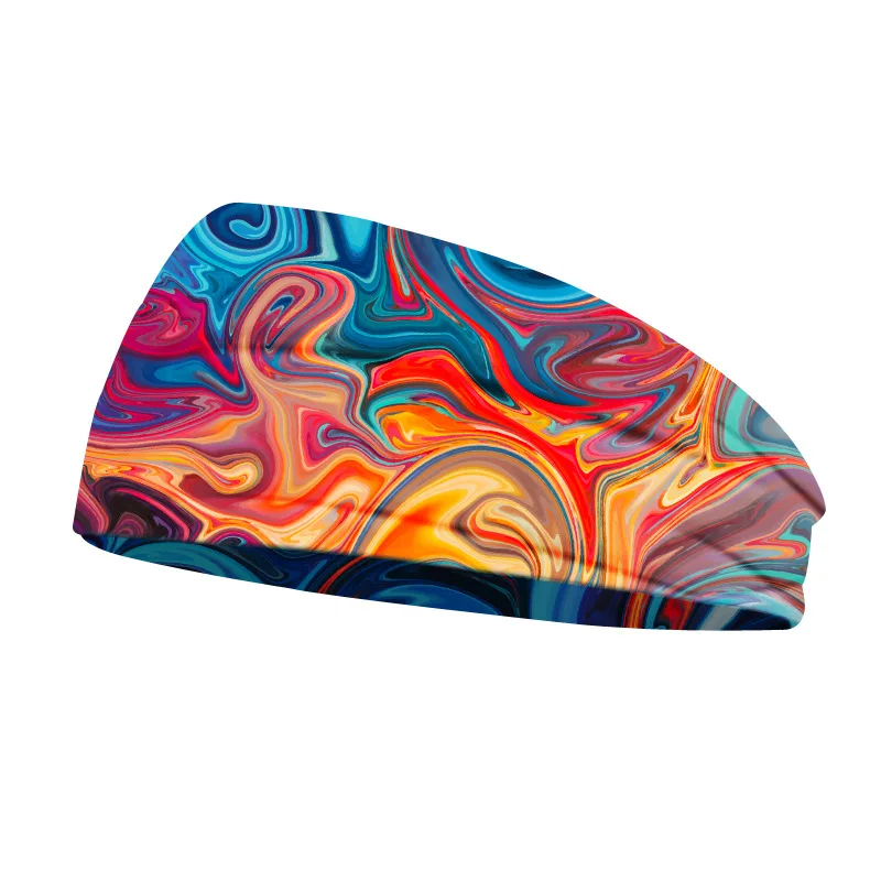 Multicolored print  Elastic Yoga Headband Sport Running Sweatband Outdoor Gym Hair Band Turban Fitness Bandage Sweat Bands