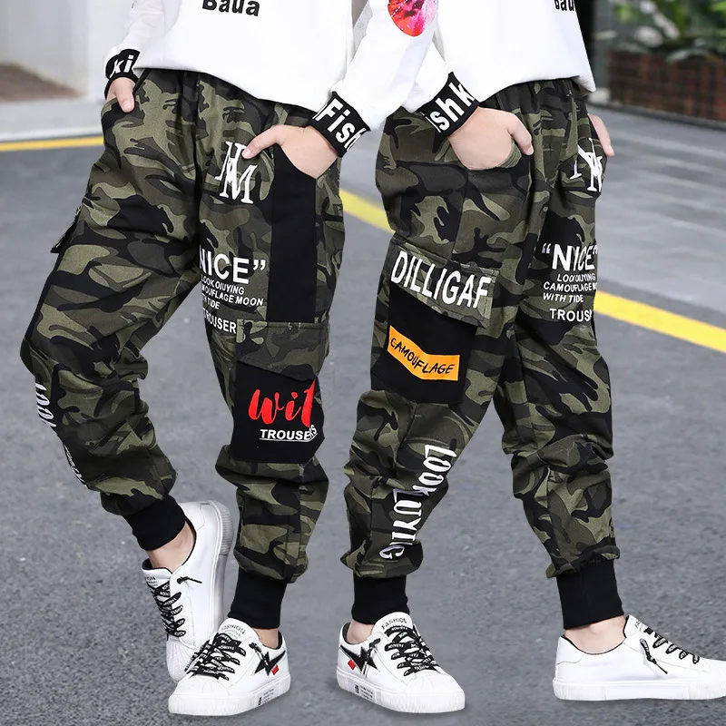 Autumn Fashion Camouflage Joggers Pants for Kids Boys Cotton Children Cargo Sport Pant Super Elastic Trousers Baby Clothes 3-15Y