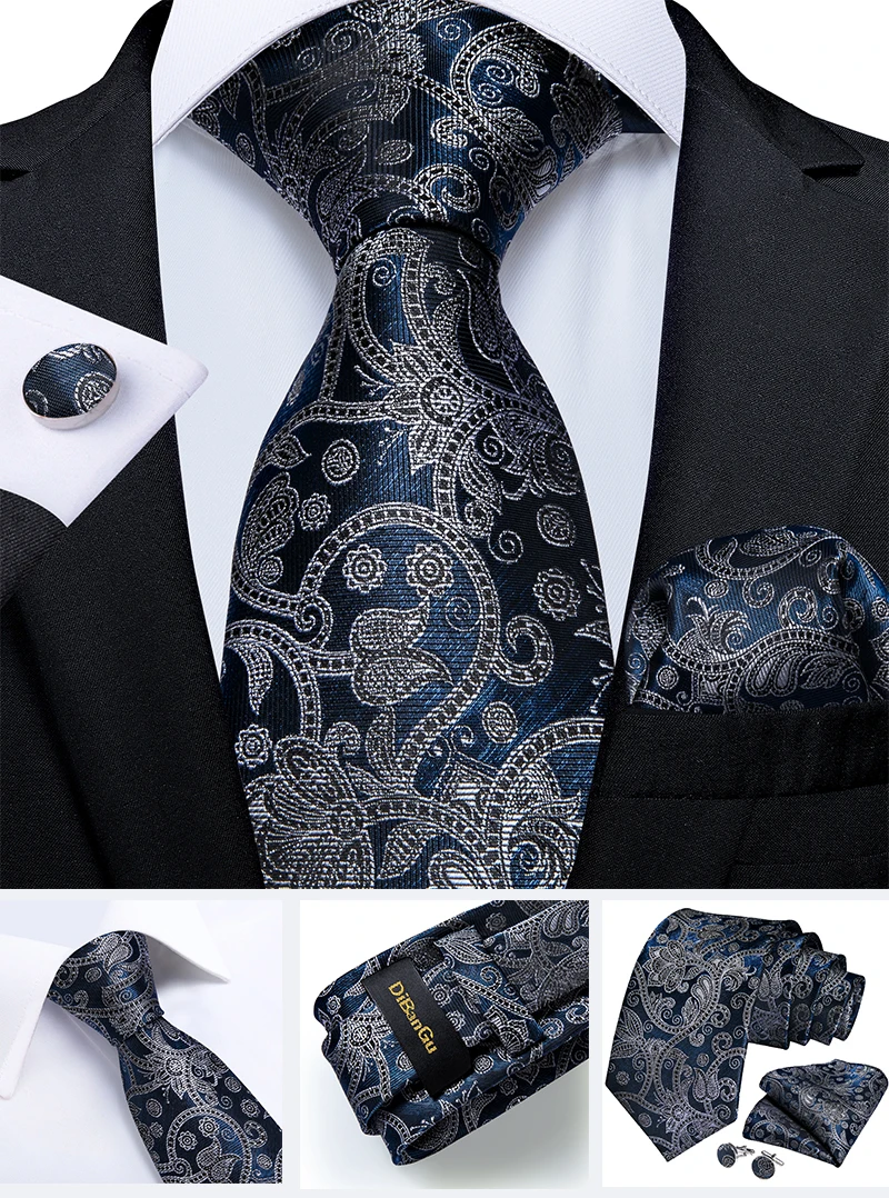 Modische Paisley-Herrenkrawatten in Gold, Türkisgrün, Schwarz, 8 cm, Business-Hochzeits-Accessoires, Krawatte, Geschenk für Männer, DiBanGu – Detail 18