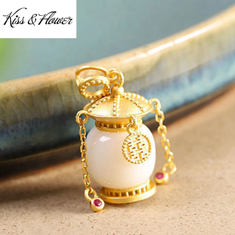 

KISS&FLOWER NK228 Fine Jewelry Wholesale Fashion Woman Bride Mother Birthday Wedding Gift Vintage Lantern 24KT Gold Necklace