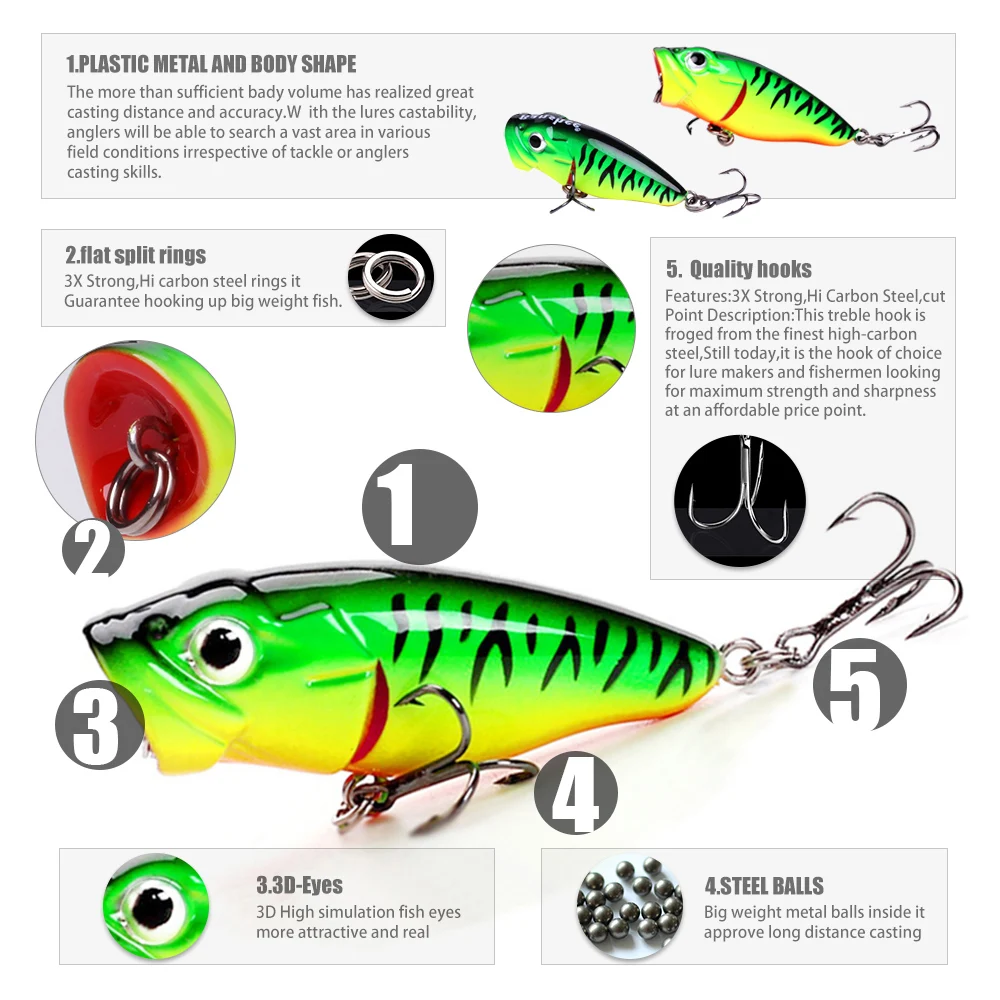 Banshee 45mm 3.3g Poppers For Fishing Wobblers For Pike Mini Poper Topwater Fishing Bass Trout Hard Bait Fake Lure Artificial