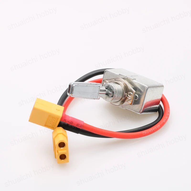 1PCS 12V 50A Toggle Switch 2pins Rocker Arm Switch Mini Metal ON OFF High Power with XT60 Plug Connect Cord for RC Tug Bait Boat