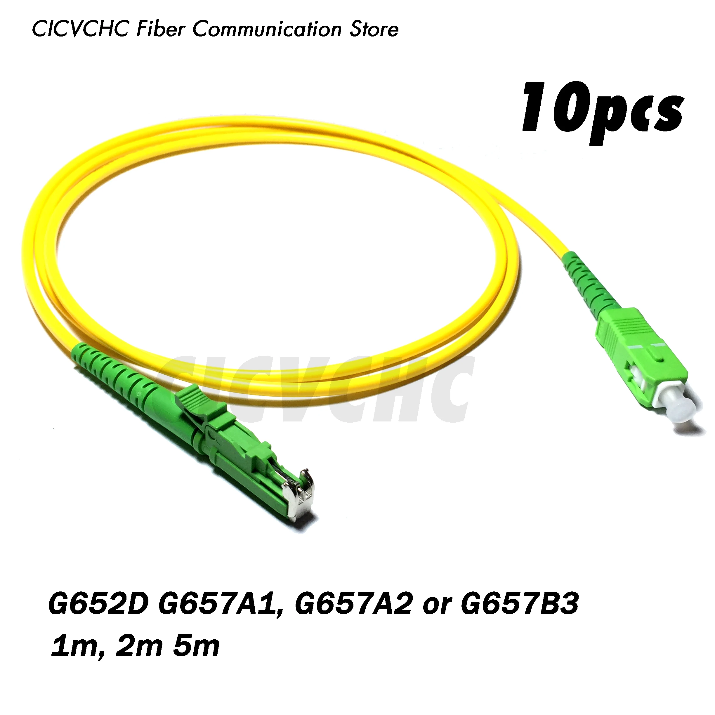 10 ชิ้น LSH (E2000)/APC-SC/APC Fiber Patchcord - Single Mode - G657B3, G657A2, G657A1 หรือ G652D-3.0 มิลลิเมตรสายจัมเปอร์