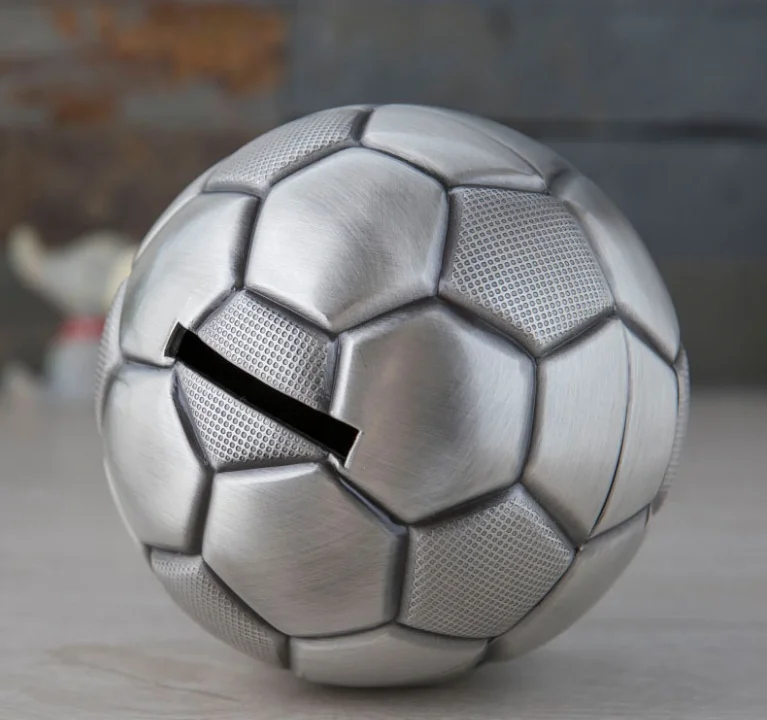 Europa Stijl Metalen Voetbal Penny Box Veilige Munt Spaarpot kinderen Speelgoed Spaarpot Home Decoratie Ornamenten Craft Gift LFB898