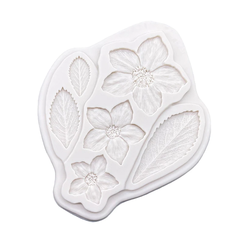 Strawberry Leaf Flower Silicone Cake Baking Mold Sugarcraft Chocolate Cupcake Baking Mould Resin Fondant Cake Decorating Tools