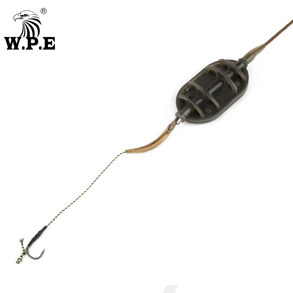 W.P.E 1piece Carp Fishing Rig Hair 30g/40g/50g/60g/70g Europe CarpFish Hook Rig Set Lead Core Line Fishing Group with Sharp Hook