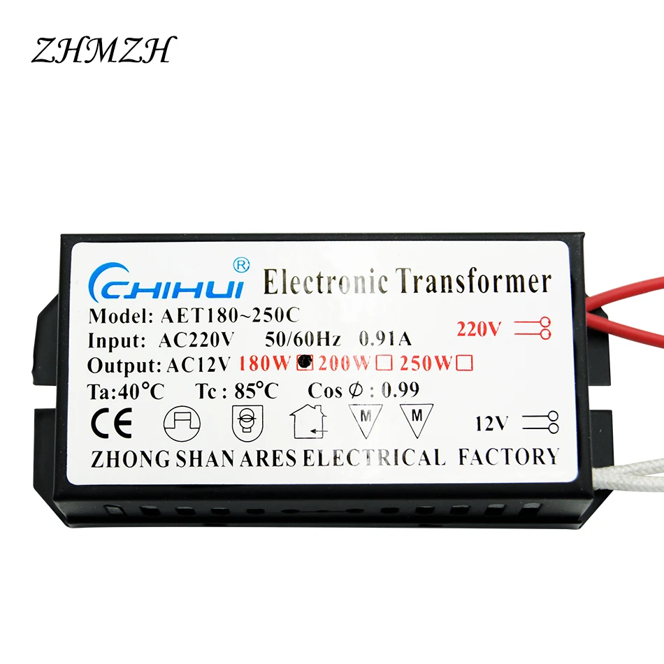 ZHMZH Electronic Transformer 60W 80W 105W 120W 160W 180W 200W 250W AC220V to 12V For Halogen lamp & Crystal Lamp G4 Light Beads