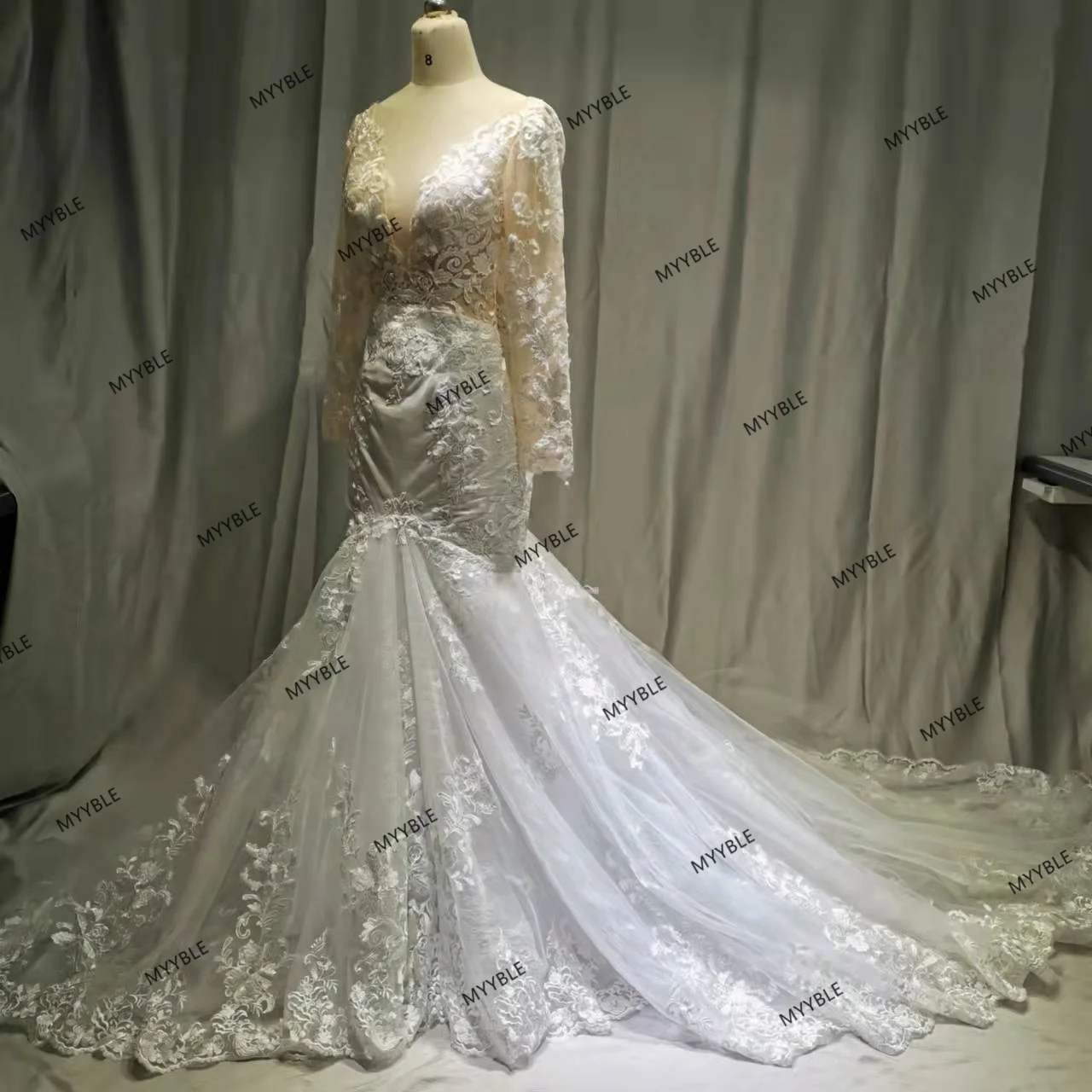 Robes de mariée sirène à manches longues, appliques en tulle, robes de patients sur mesure, mode, 2022