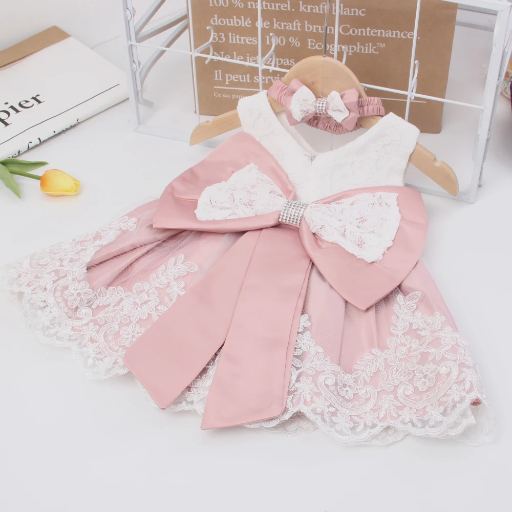 2022 Summer Newborn Princes Kids Dresses For Girls Baptism Baby 1st Birthday Dresses For Bridesmaids Wedding White Vestidos 0-2Y