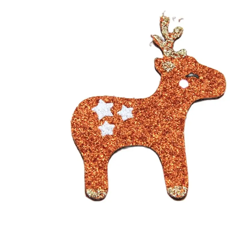 8pcs/lot Christmas Glitter Patches Christmas Reindeer Appliques Kids Headwear Clothing Accessories Christmas Decorative Material