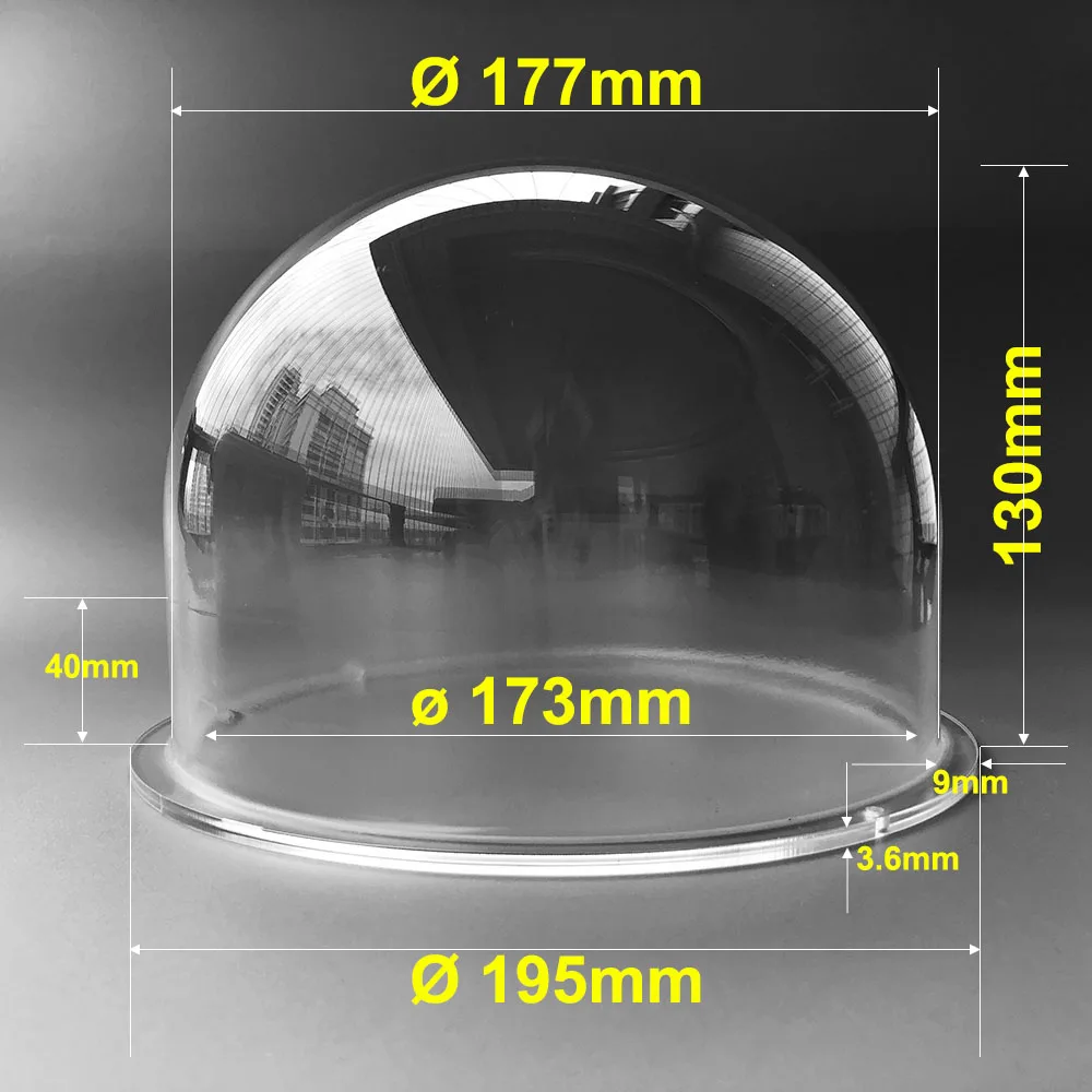 7.6 Inch Indoor Outdoor CCTV Replacement Acrylic Clear Cover Security Surveillance Camera Dome Housing Case Monitoring Shell