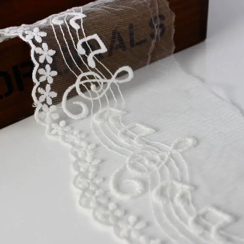 Cusack 2 meters 10 cm Mesh Cotton Embroidery Flower Lace Trims Ribbon for Garment Home Textiles DIY Crafts Trimmings Lace Fabric