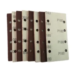50pcs 190*93mm Square Sandpaper 1/3 Sheet Sanding Sander Pads Mixed Grit 40/60/80/100/120 8-hole