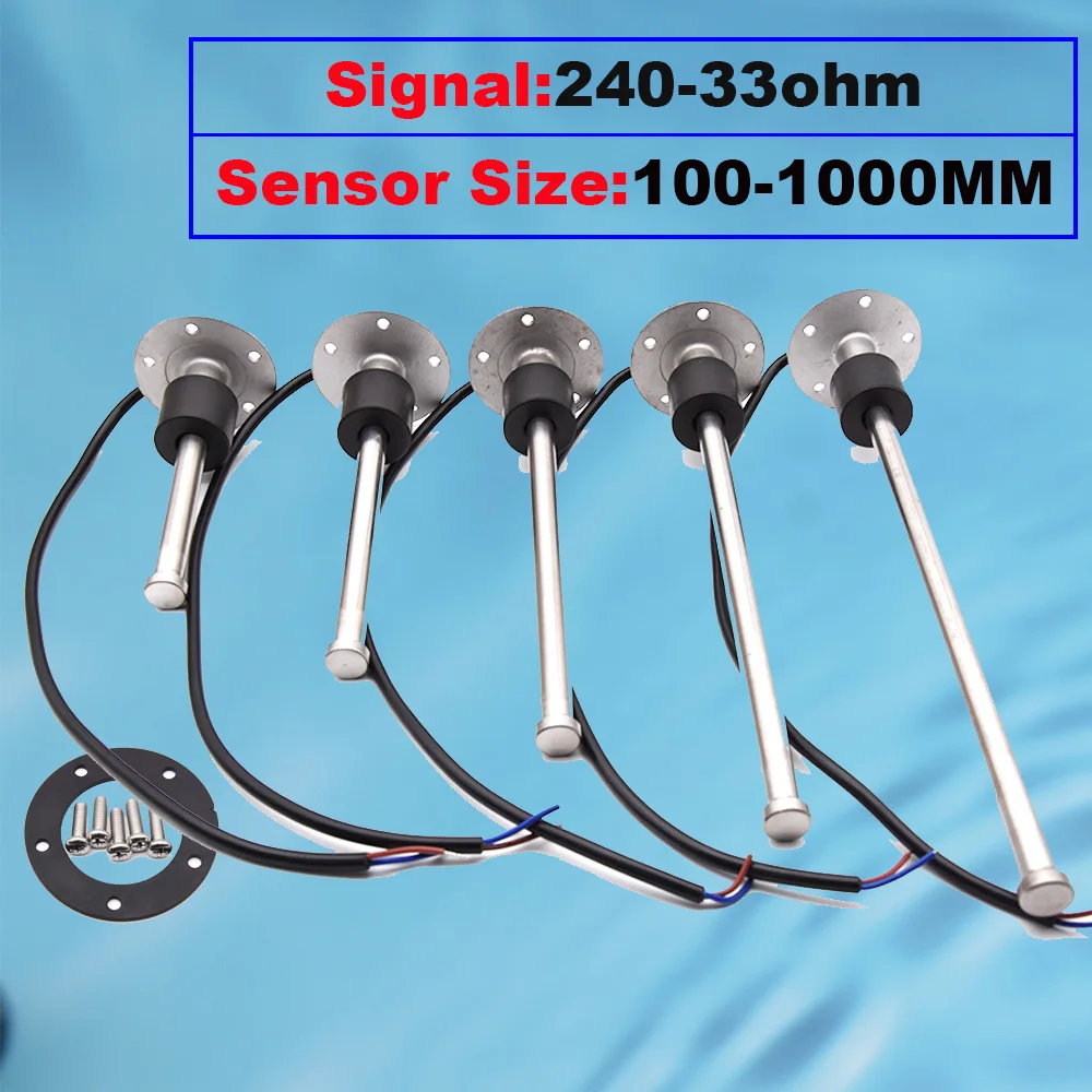 100-1000MM czujnik poziomu paliwa wody ze śruba ze stali nierdzewnej 240-33ohm woda morska czujnik poziomu jednostka nadawcza 9-32V dla Marine