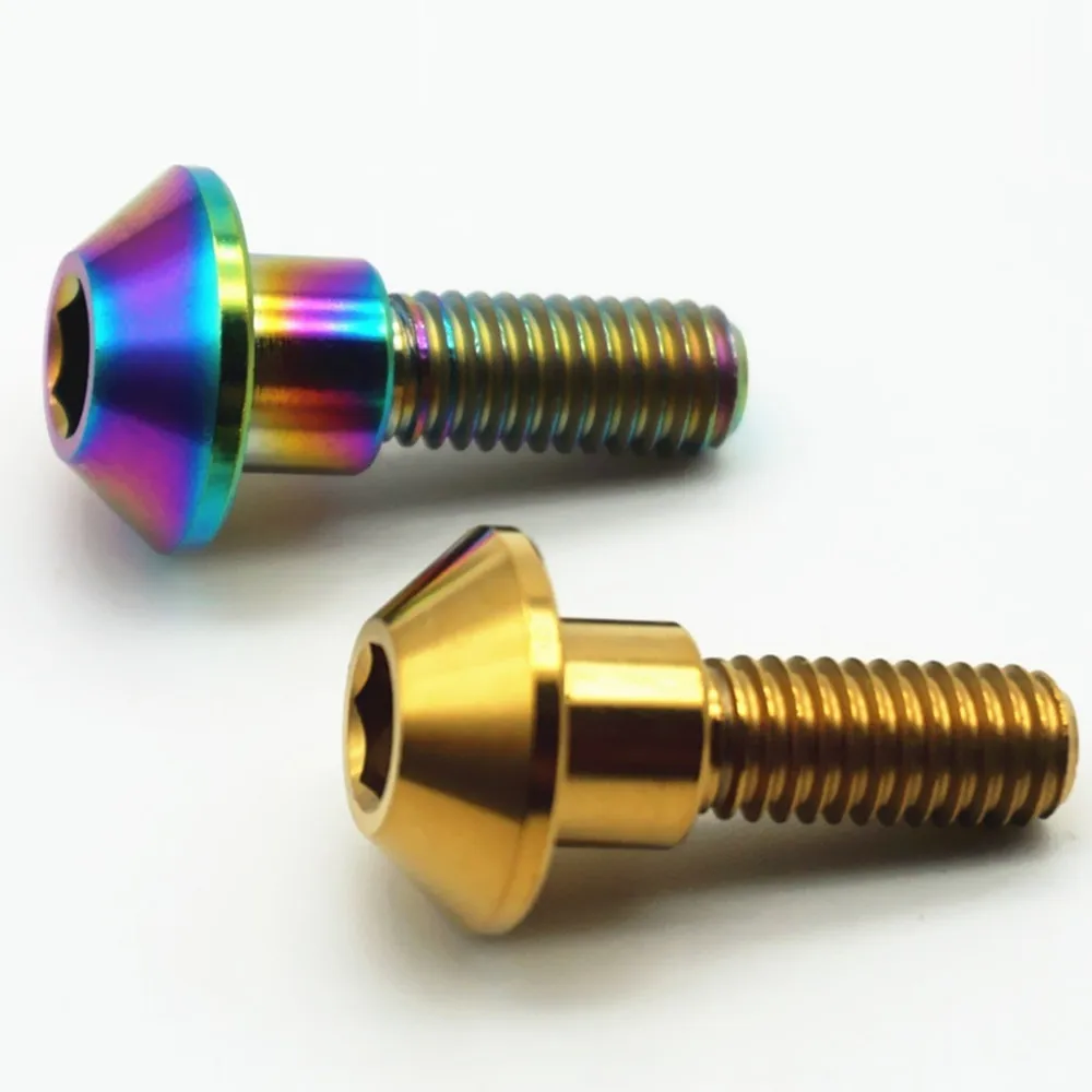 2pcs Titanium Bolt Screw M6 X 20mm Tapered Ball Allen Key Head Bolts for Yamaha Motorcycle Brakes