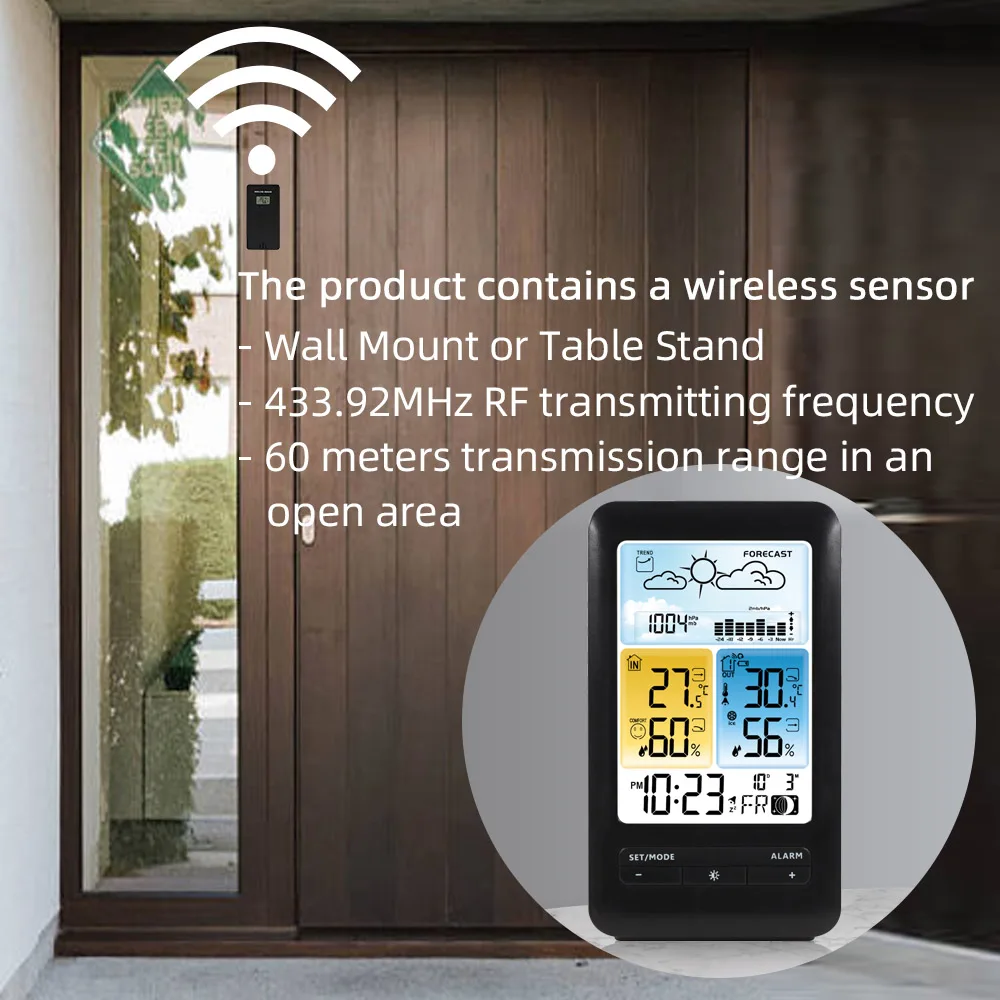 Horloge numérique Station météo thermomètre hygromètre sans fil réveil électronique Table baromètre prévisions météorologiques