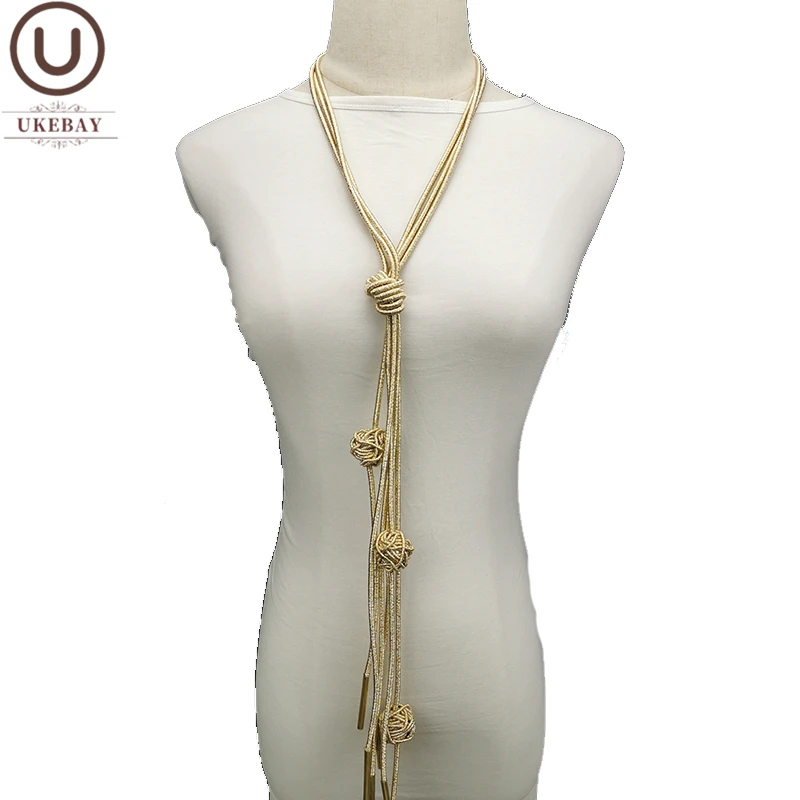 

UKEBAY New Gold Tassel Ball Women's Long Luxury Jewelry Handmade Designer Bohemian Pendant Gothic Punk Party Fashion Matching