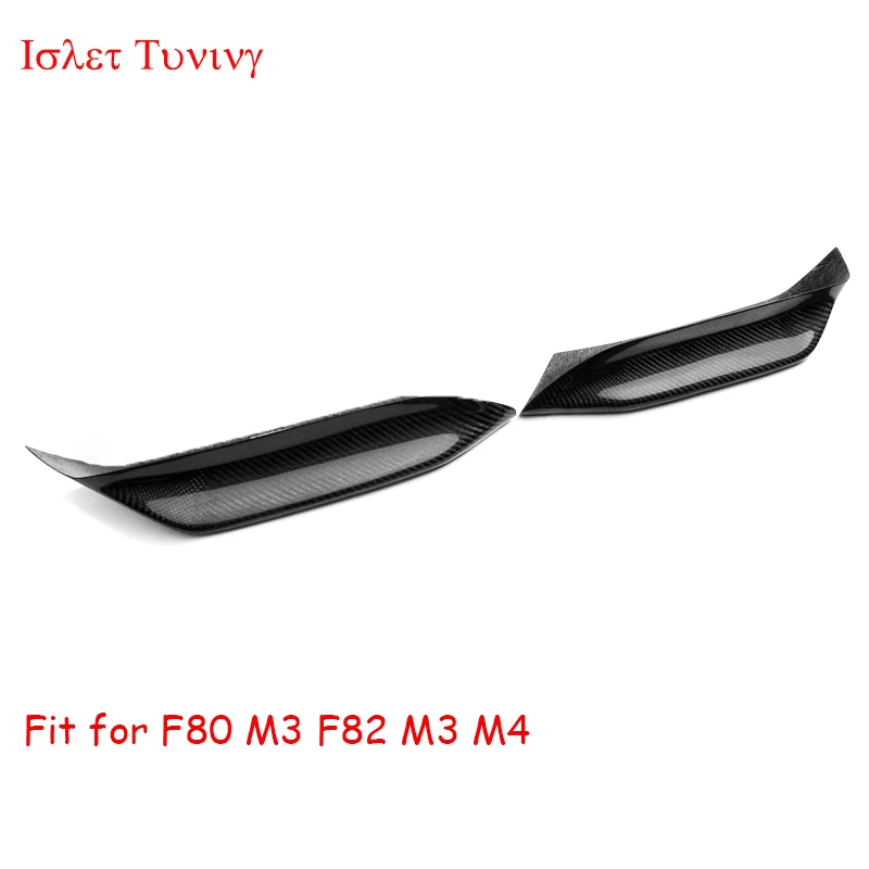 Front Lip Splitters for BMW F80 M3 F82 M3 M4 Carbon Fiber Fog Lamp Trims Canards Flaps 2014 2015 +