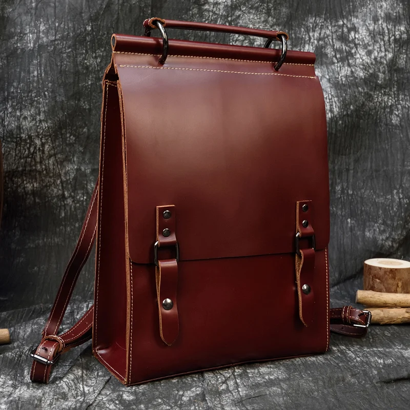 Luxury Genuine Leather Women Backpack Soft Oil Wax Cow Leather Female Rucksack Ladies Laptop Bag Daily Backpack Girls School Bag