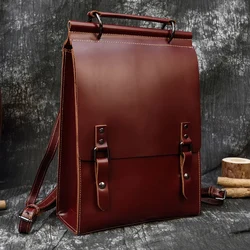 Luxury Genuine Leather Women Backpack Soft Oil Wax Cow Leather Female Rucksack Ladies Laptop Bag Daily Backpack Girls School Bag