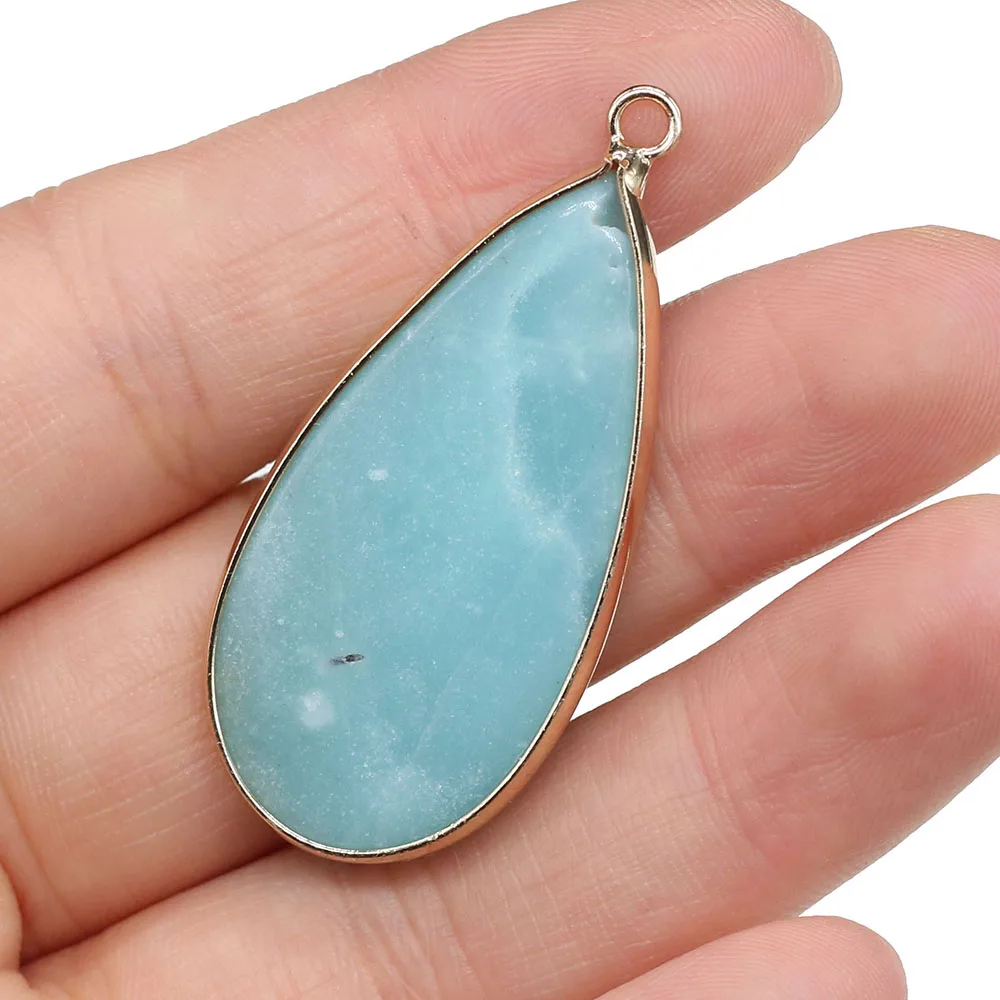 Natural Stone Water Drop Shape Amazonite Amethysts Pendant Stone Pendant DIY for Necklace or Jewelry Making Size 20x45mm