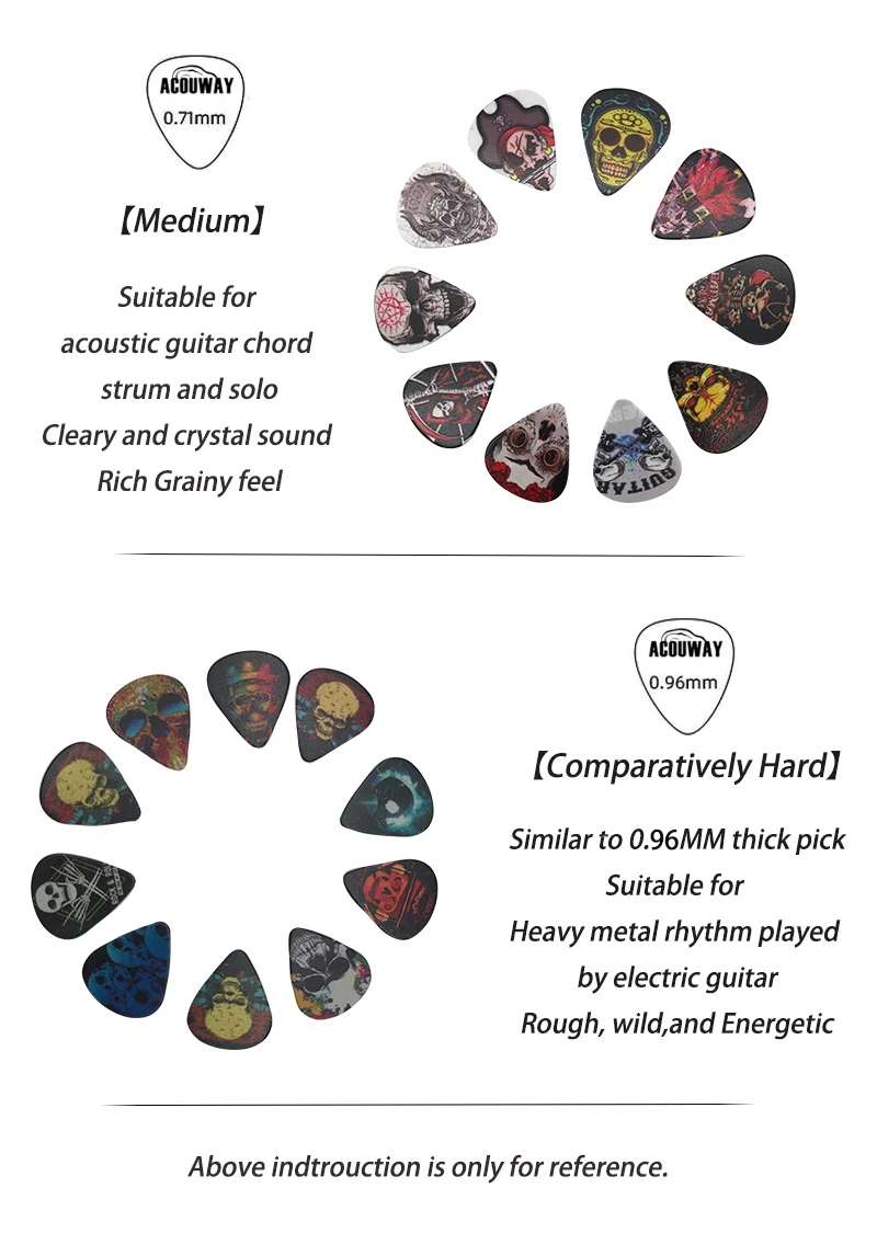 50 Pieces ABS Electric Guitar Picks  Acoustic Music Pick Mediator Thickness 0.46 /0.71/0.96MM