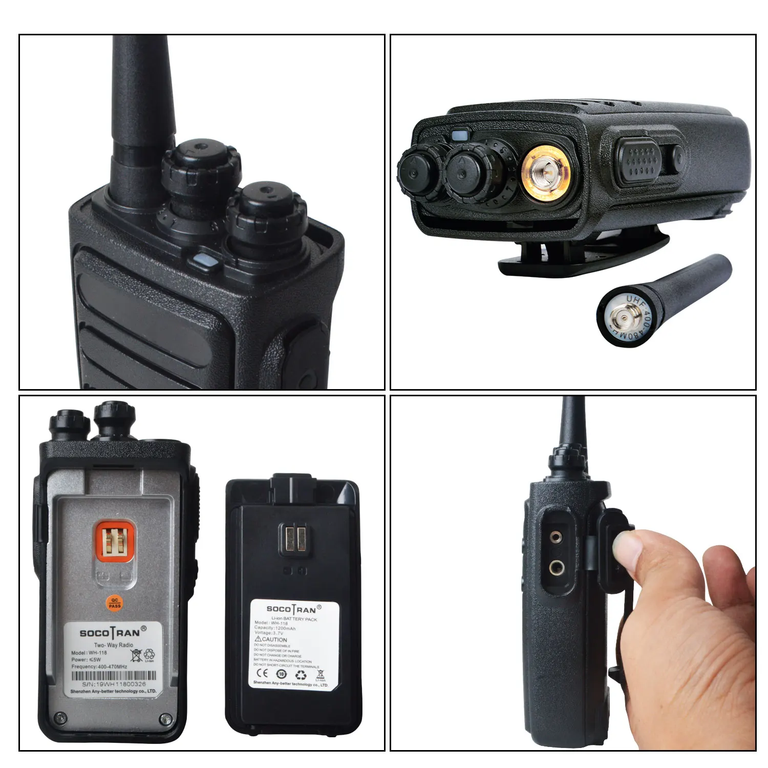 Socotran-walkie-talkie de mano, Radio portátil de alta potencia, 5W, UHF, comunicador profesional de Radio Ham bidireccional