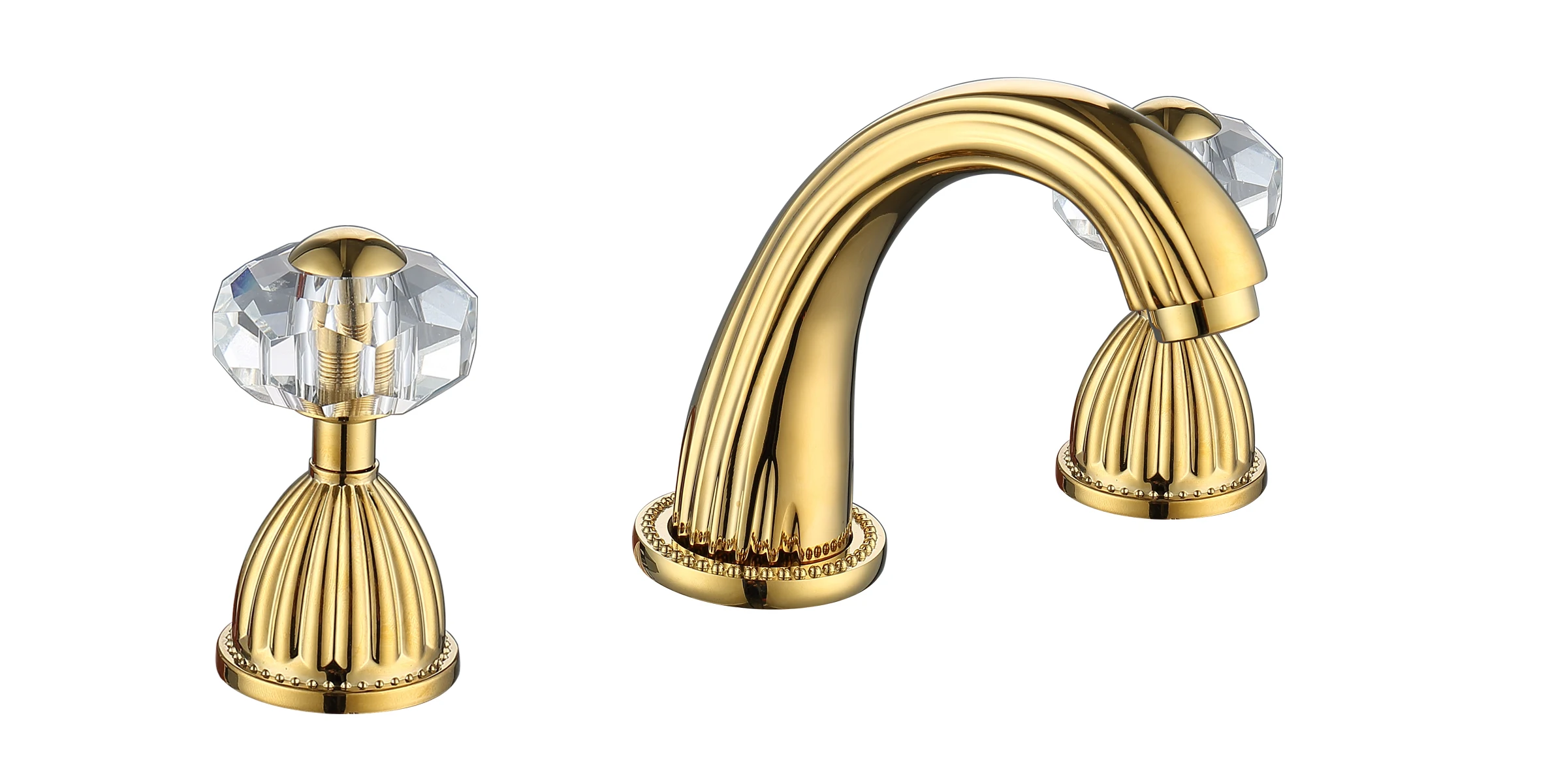 

Gold 8" widespread bathroom Lavatory Sink faucet Crystal handles Mixer tap deck mounted classic luxury design