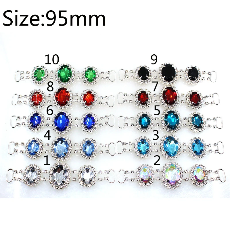 2pcs 95mm Acrylic crystal Rhinestone Connector buckle For clothing decoration buckle Beachwear Diamante connector