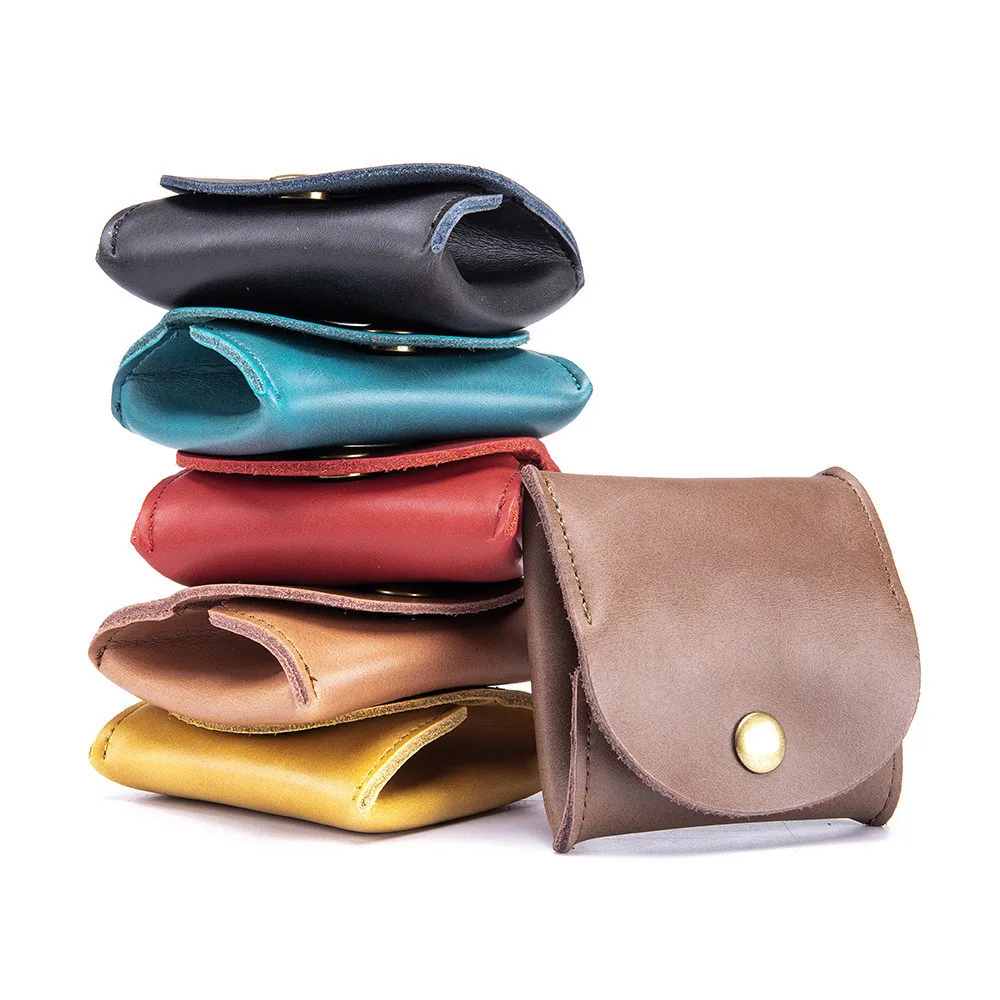 

6 Color Genuine Leather Coin Purse Earbuds Earphone Holder Pouch For Women Men Small Wallet Monedero Pequeño Fast Drop Shipping