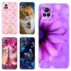 Colorful Flowers Case For Vivo V21e Case V2061 Soft Silicone Slim Fundas Phone Cases For Vivo V21e V 21 e Back Cover Full Bumper