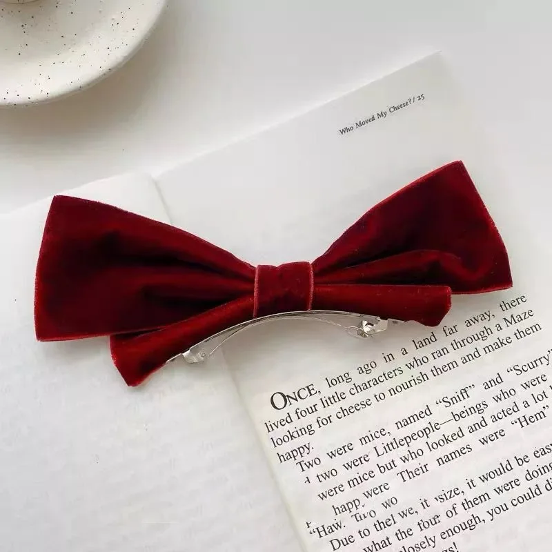 2022 Samts chleife Haars pange mit Clip Kinder Frauen Mädchen elegante Haarnadeln Vintage Schwarz wein rot Abschluss ball Haarschmuck