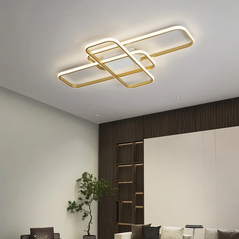 Modernas Luzes de Teto LED, Lâmpada Interior, Sala De Estar, Quarto, Sala De Estudo, Cor Preta ou Dourada, Iluminação, AC 85-265V