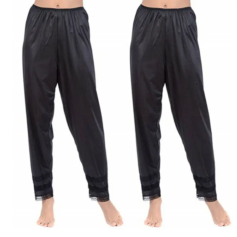 3 Colors Women‘s Soft Slip Liner Pajamas Sleepwear Night Bottoms Lounge Pants Plus Size M-2XL