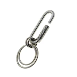 Extra strong Heavy duty matte 304 stainless steel wire wrapped Oval  spring slide safety lock Carabiner keychains FOB EDC hook