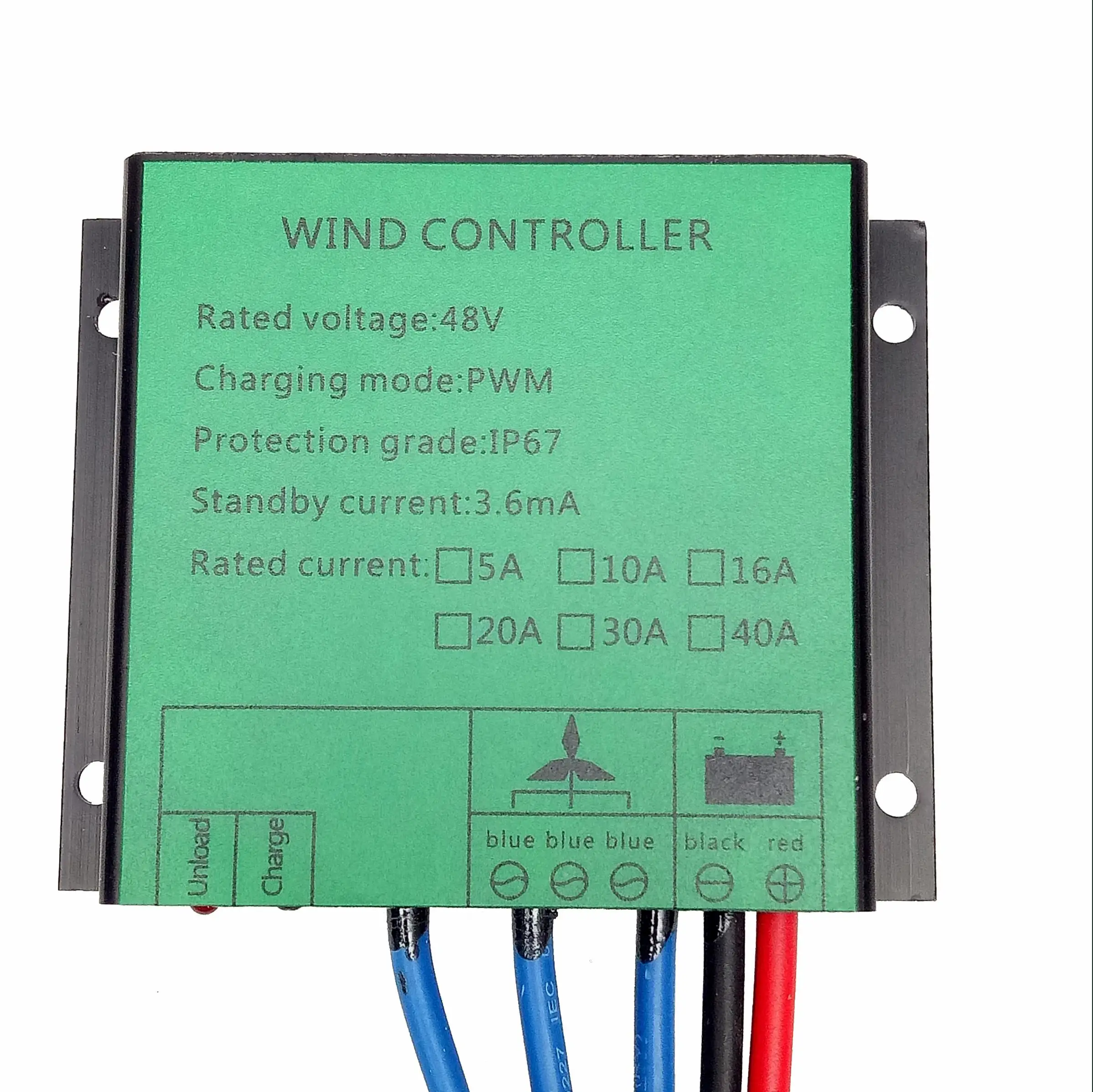 100W~720W 10A/16A/20A/30A 12V/24V/48V PWM Wind Charge Controller For Wind Turbine Generator, 12V/24V Self-adaptive, Water Proof