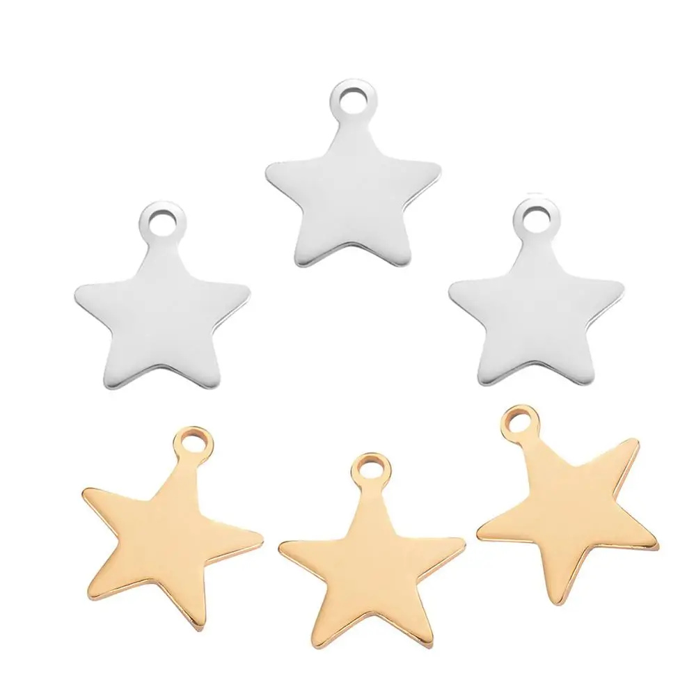 20pcs/lot 13x14mm Stainless Steel Star Charm DIY Necklace Pendant Jewelry Making Accessories Supplier Wholesale