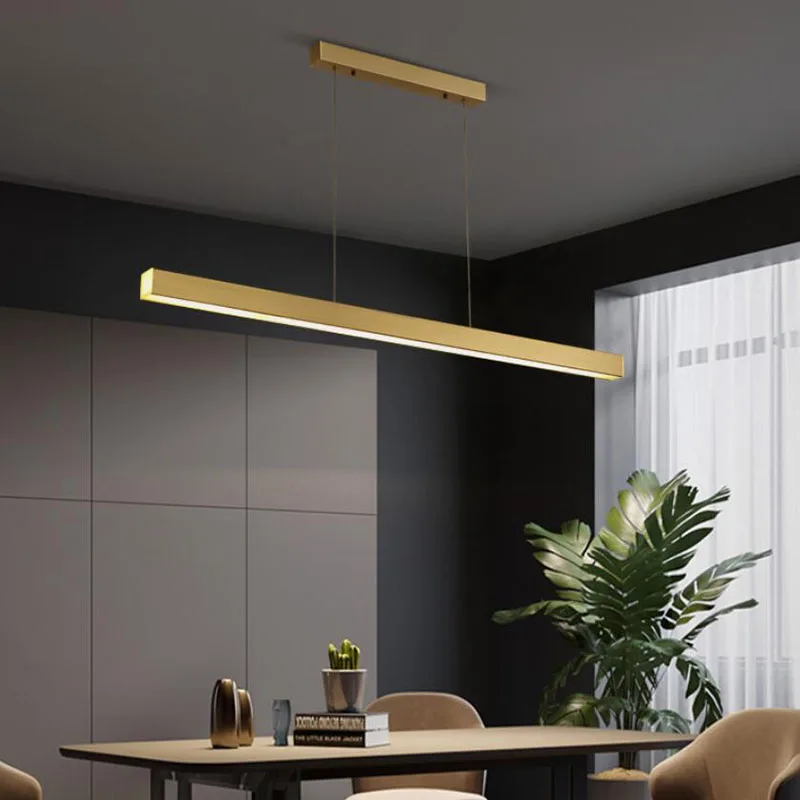 

Minimalist Restaurant Dining Table long Strip Pendant Lamp Modern Office LED Pendant Lights Bedroom Livingroom Hanging Lamps