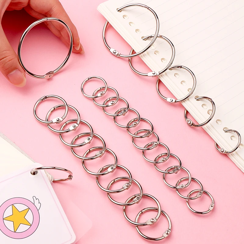 10 stücke Metall Binder Ring Buch Alben Lose Blatt Buch Binder 19-50mm Binder Ring Hoop Multifunktionale Ring kreis Bindung Liefert