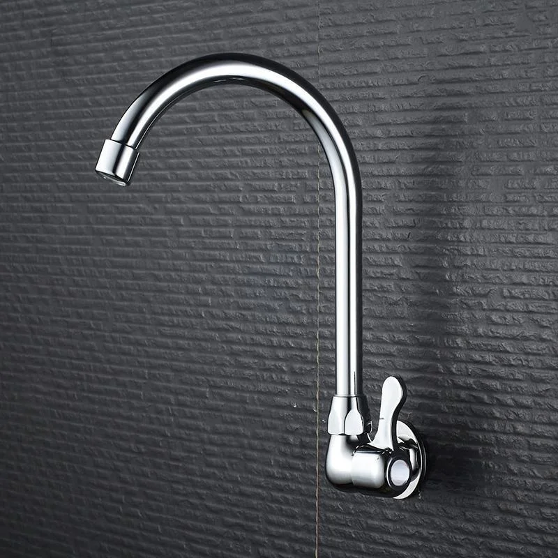 Grifo de fregadero curvo para Hotel, Grifería de lavabo de agua fría, grande y Horizontal para cocina, de pared, individual, curvo