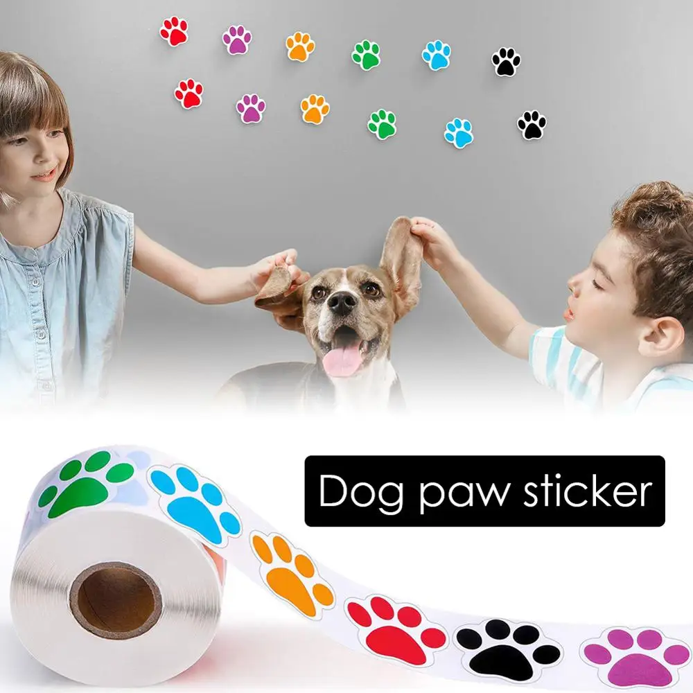 6 Colors Bear Paw Dog Paw Print Stickers Diy Self-adhesive Stickers For Gift Wrapping Decoration Stickers 500/roll