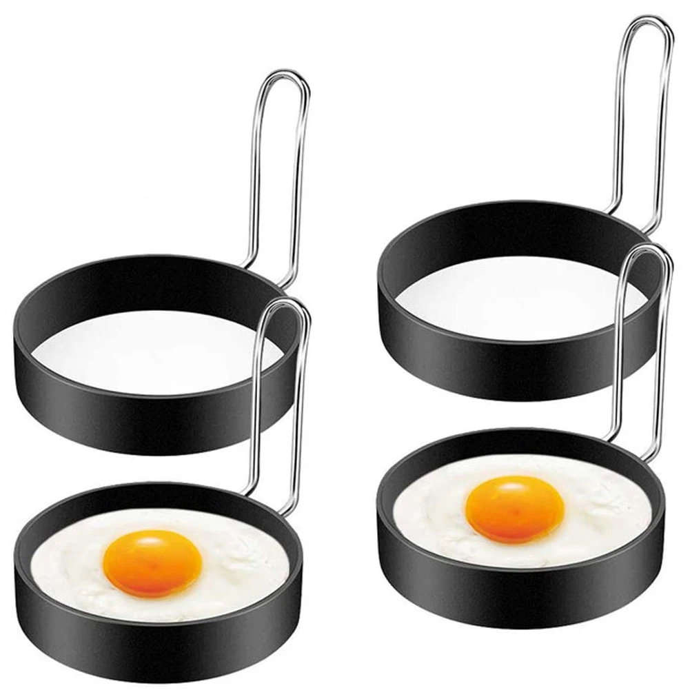 Kitchen Frying Egg Tool Metal Ring Round Fried Poached Egg Mold With Handle Non-stick Egg Tool Kitchen Cooking Accessories