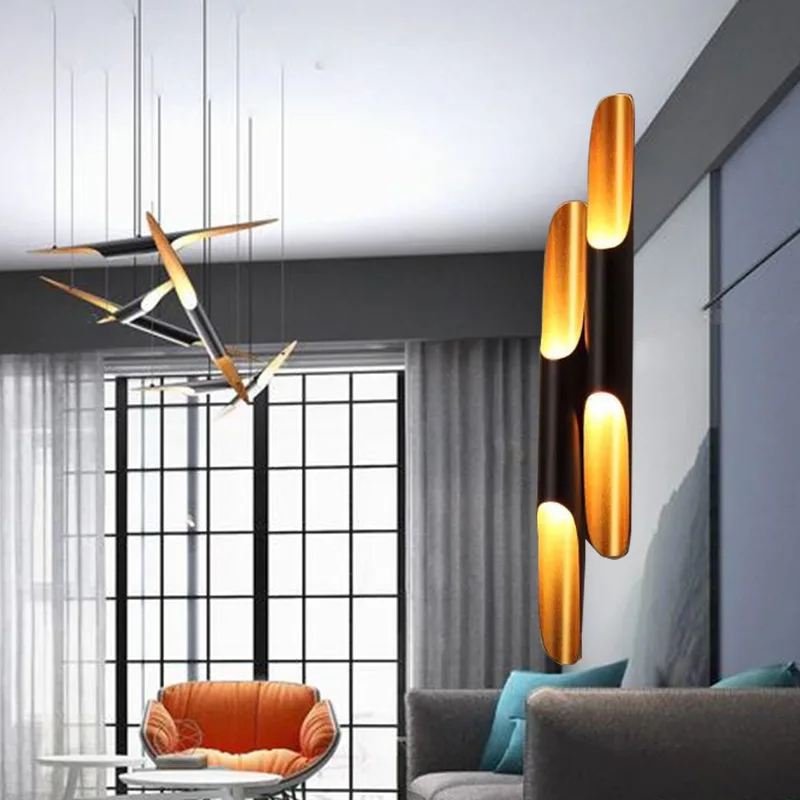 NEW Replica Delightfull Coltrane Wall light lamp LED aluminum pipe wing 2 lights black golden E27 wall lamp light sconce