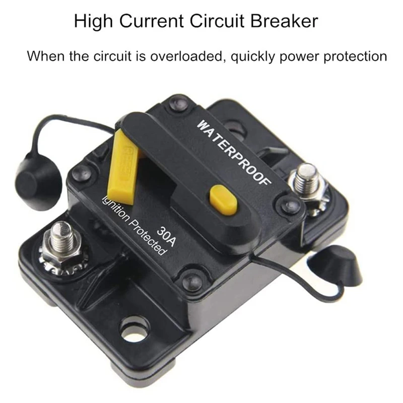 30 Amp Circuit Breaker 12V- 48V DC Manual Reset for Trolling Motor Rv Marine Boat Vehicles System Protection (30A)